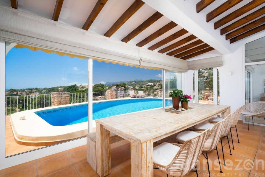 Pool villa Annamar with huge conservatory with panoramic sea views