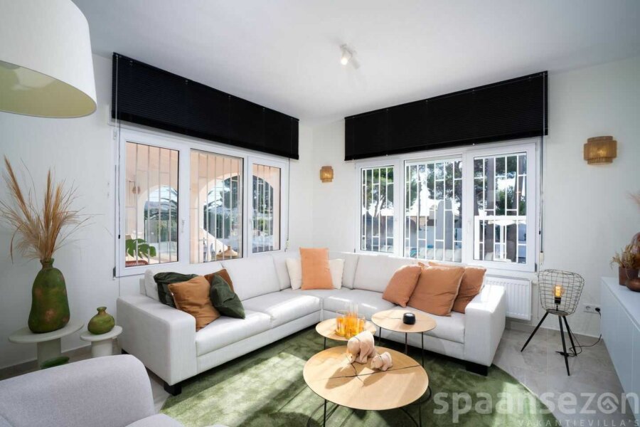 VIlla La Serena in Moraira with a modern living room with cosy furniture