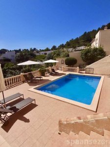 Terrace around the private pool at villa Terramar Benissa Costa