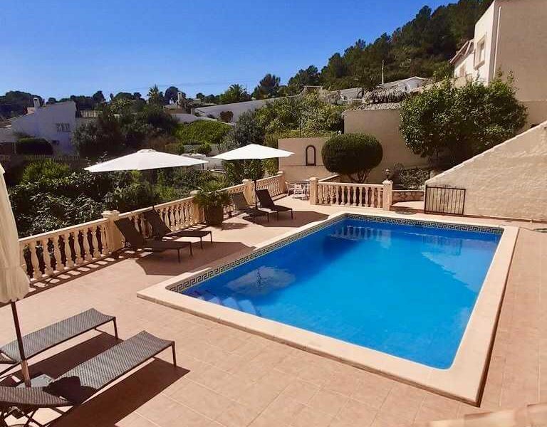 Terrace around the private pool at villa Terramar Benissa Costa